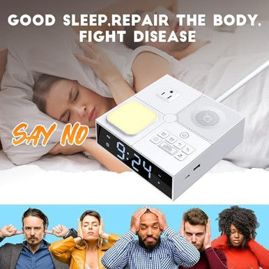 Gannyfer White Noise Sound Machine With Dual Alarm Clock - Soft Night Light 41 Non Looping Sounds Usb Port Charger 3 Timers Memory Function 31 Adjustable Volume Sleep Sound Machine For Adult & Home Bedroom