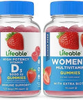 Lifeable Sugar Vitamin D 5000 Iu + Women'S Multivitamin Gummies Bundle Great Tasting Vitamin Supplement Gluten Gmo Chewable Gummy