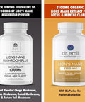 Dr. Emil Nutrition 2100Mg Organic Lions Mane Supplement Capsules Focus Mental Clarity & Cognition Nootropic Lion'S Mane Mushroom Supplement With Organic Lions Mane