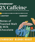 Starbucks K-Cup Coffee Pods, Starbucks Blonde Roast With 2X Caffeine, Hot or Iced Coffee, Veranda Blend, 60 Keurig Pods