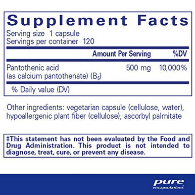 Pure Encapsulations Pantothenic Acid 120 vegcaps
