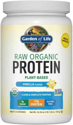 Garden of Life Protein Powder, Vegan Protein Powder, BCAA, Probiotics & Digestive Enzymes, Gluten & Lactose Free, Vanilla, 1.5 LB