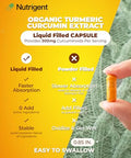 Nutrigent Usda Organic Turmeric Curcumin Supplement Turmeric Extract With Curcuminoids 300 Mg Liquid Organic Capsules Antioxidant Bone & Joint Support No-Gluten 60 Count