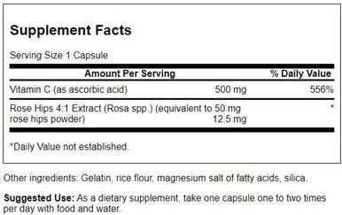 Swanson Vitamin C with Rose Hips Immune System Support Skin Cardiovascular Health Antioxidant Supplement 500 mg 100 Capsules