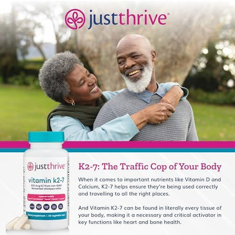 Just Thrive Vitamin K2-7 - Bone Brain And Heart Health K2 Vitamin Supplement 60 Capsules