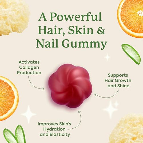 Plant People Wonderbeauty Hair Skin & Nails Rejuvenation Gummies With Tremella Mushroom Collagen Peptides Keratin & Biotin Watermelon Flavor 60 Gummies