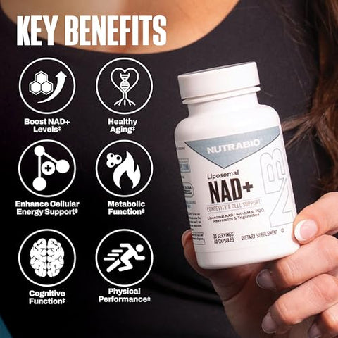 Nutrabio Liposomal Nad Supplement With Resveratrol Nmn & Pqq For Longevity And Cell Support For Men And Women Long-Term Vitality 60 Capsules