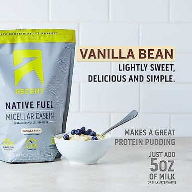 Ascent Casein Protein Powder Vanilla Bean 2 Lb & Plant Protein Powder Chocolate 18 Servings