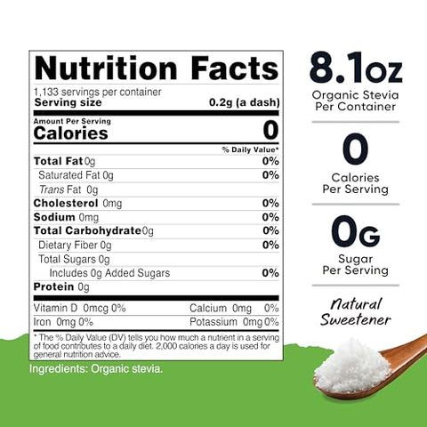 Nutricost Pantry Organic Stevia Natural Sweetener 8 oz GMOFree GlutenFree
