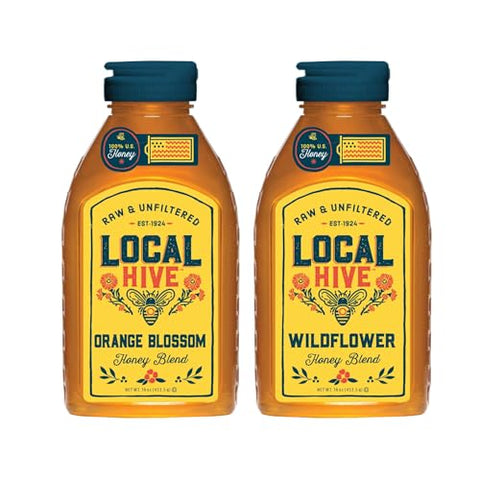 Local Hive Raw & Unfiltered Honey 2-Flavor Bundle ÃƒÂ¢Ã¢â€šÂ¬Ã¢â‚¬Å“ Wildflower & Orange Blossom (16 oz Each) | 100% Pure U.S. Honey | Rich Floral & Bright Citrus Varieties
