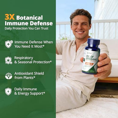 Lincnutri Oil Of Oregano With Black Seed Oil & Vitamin D3 165Mg CarvacrolEnteric-Coated Softgels For Immune Digestive & Seasonal Support*120 Softgels60-Day SupplyNon-GmoGluten-FreeSoy-Free