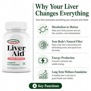Liverite Liver Aid With Milk Thistle Liver Support Supplement With Amino 150 Capsules
