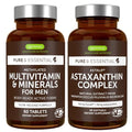 Multivitamin and Minerals for Men + Astaxanthin Complex Vegan Bundle Sustained Release Advanced Multivitamin + 4 mg H. Pluvialis Natural Astaxanthin by Igennus