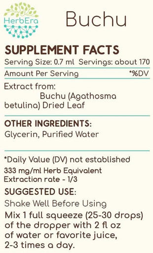 Buchu B120 Alcohol-Free Herbal Extract Tincture, Concentrated Liquid Drops Natural Buchu (Agathosma Betulina) Dried Leaf (4 fl oz)