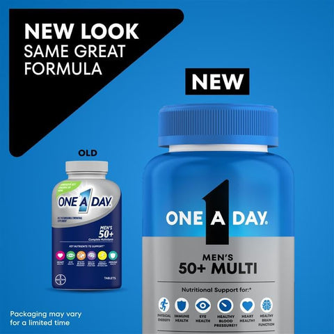 One A Day Men's 50+ Healthy Advantage Multivitamin Multivitamin for Men with Vitamins A C E B6 B12 Calcium and Vitamin D Tablet 200 Count (Pack of 1)