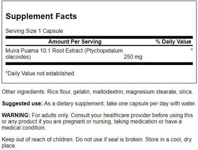 Swanson Muira Puama (10:1) 250 Milligrams 60 Capsules (4 Pack)