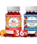 Lunakai Vitamin B12 And Probiotic Gummies Bundle - 3000 Mcg Gummy For Adults Energy Support And Bone Health - 5 Billion Cfus Per Serving For Digestive Gut Health With Vitamin C For Women & Men