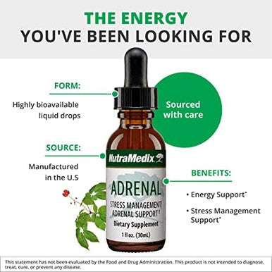 Nutramedix Energy Support Bundle Includes Adrenal Energy Support Liquid Drops And Magnesium Malate Capsules For Energy & Athletic Support No Caffeine 2Piece Supplement Set