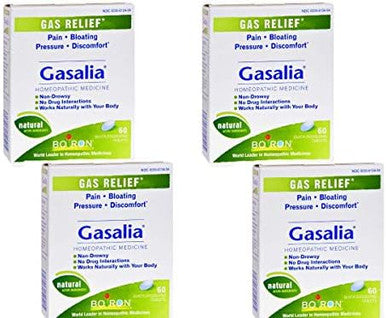 Boiron Gasalia Gas Relief Homeopathic Temporarily Relieve Bloating Pressure And Pain Associated With Gas 60 Tablets (Pack Of 4)