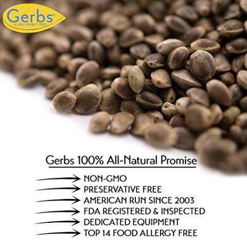 GERBS Roasted Unsalted Whole Hemp Seeds 2 LBS. Premium Grade | Resealable Bulk Bag |High in Magnesium, Protein & Fiber| Gluten Peanut Tree Nut Free