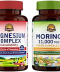 Vitalitown Magnesium + Moringa Bundle (Pack of 2) Magnesium Complex (Item 1) and Moringa (Item 2) 120 Magnesium Capsules and 90 Moringa Capsules