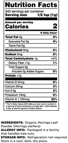 Terrasoul Superfoods Organic Moringa Powder 11 Oz : Detox - Antioxidants - Immunity