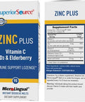 Superior Source Zinc Plus Lozenges, With Vitamin C (30 Mg), D3 (1,000 Iu), Elderberry Extract, Quick Dissolve Microlingual Tablets, 90 Ct, Promote A Healthy Immune System & Antioxidant Support Non-Gmo