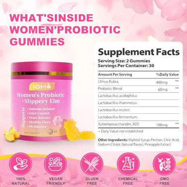 Zrevsb Her Juicy Feminine Probiotics Gummies For Women Tropical Pineapple Flavor 60 Gummies 1 Pack
