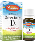 Carlson Super Daily D3 6000 IU (150 mcg) per Drop Liquid Vitamin D3 1Year Supply NonGMO Unflavored 365 Vegetarian Drops (10.3 mL)