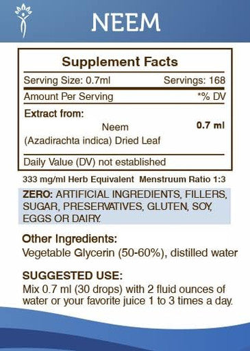 Secrets of the Tribe Neem Tincture Alcohol-Free Extract, High-Potency Herbal Drops, Tincture Made from Neem Azadirachta Indica Cleansing and Body Detoxification 4 oz