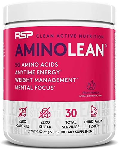 Rsp Nutrition Aminolean Pre Workout Energy (Fruit Punch 30 Servings) With Truefit Protein Powder (Vanilla 2 Lb)