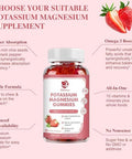 Lukaree Magnesium Potassium Supplement Gummies Formula Calm Magnesium Glycinate Gummies & Potassium Citrate 200 Mg Plus Omega 3 B6 D3 K2 & Calcium For Zzz Leg Cramps & Muscle 120 Count