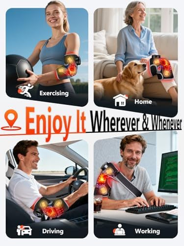 Halidodo Upgrade 4 Massage Area Knee Brace & Red Light Therapy For Knee Cord-Free Rechargeable Controller 20Min Auto Shut-Off 660Nm & 850Nm Red Light Therapy Device For Knee/Elbow/Shoulder.