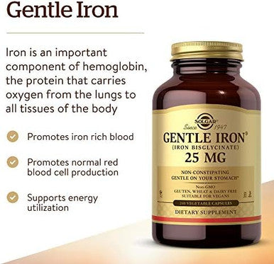 Solgar Gentle Iron Ideal For Sensitive Stomachsred Blood Cell Supplement Non Constipating and Gmo Vegan, Gluten & Dairy Free Kosher 180 Servings Unflavored 180 Count