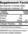 Collagen Peptides Pasture Raised Grass Fed 100 Collagen Protein Hydrolyzed Type I and III Collagen Peptides Powder Unflavored 500 Grams/ 17.6 Ounces