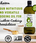 Chosen Foods 100% Pure Avocado Oil for Cooking - 1.75L - Made With Good Fats from Avocados, Naturally Refined, Never Adulterated, High Smoke Point, Non-GMO, Soy-Free, Canola Oil-Free, Gluten-Free, Keto