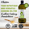 Chosen Foods 100% Pure Avocado Oil for Cooking - 1.75L - Made With Good Fats from Avocados, Naturally Refined, Never Adulterated, High Smoke Point, Non-GMO, Soy-Free, Canola Oil-Free, Gluten-Free, Keto