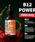 (4 Pack) Vitamin B12 and B6 Liquid Drops B12 Sublingual Vitamin B Complex B 12 Vitamin 5000mcg B12 Methylcobalamin for Energy Brain and Heart Support with 27200 mcg Raspberry 80 Servings