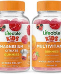 Lifeable Magnesium Kids + Multivitamin Kids Gummies Bundle Great Tasting Vitamin Supplement Gluten Gmo Chewable Gummy