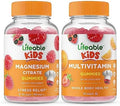 Lifeable Magnesium Kids + Multivitamin Kids Gummies Bundle Great Tasting Vitamin Supplement Gluten Gmo Chewable Gummy