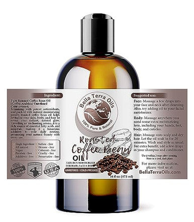 Bella Terra Oils - Roasted Coffee Bean Oil 16Oz - Bask In The Richness Of Coffee Bean Oil For Skin Infused With Vitamin E The Pinnacle Of Skin Nourishment