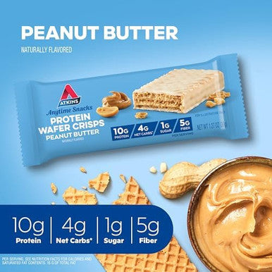 Atkins Peanut Butter Protein Wafer Crisps Protein Dessert 4G Net Carb 1G Sugar Keto Friendly 5 Count (Pack Of 4)