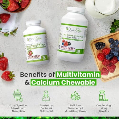 Barislim Bariatric Calcium Citrate & Complete Multivitamin Chewable Tablet - Bariatric Vitamin And Supplement For Post Bariatric Surgery Including Gastric Bypass And Sleeve