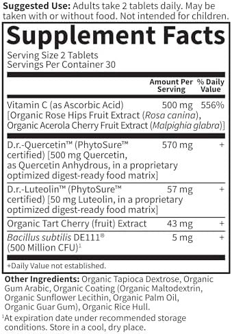 Garden Of Life Quercetin Once Daily Immune System Support Supplement With Vitamin C, D & Probiotics ÃƒÂ¢Ã¢â€šÂ¬Ã¢â‚¬Å“ Dr Formulated ÃƒÂ¢Ã¢â€šÂ¬Ã¢â‚¬Å“ Immune Health, Respiratory Health, Skin Health, Gluten Free, Non Gmo ÃƒÂ¢Ã¢â€šÂ¬Ã¢â‚¬Å“ 30 Tablets