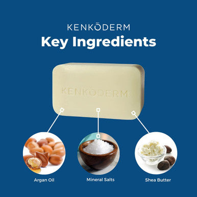Kenkoderm Psoriasis Mineral Salt Soap with Argan Oil Shea Butter 4.25 oz 1 Bar Dermatologist Developed Fragrance Color