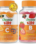 Lifeable Vitamin C Kids + B Complex Kids Gummies Bundle Great Tasting Vitamin Supplement Gluten Gmo Chewable Gummy