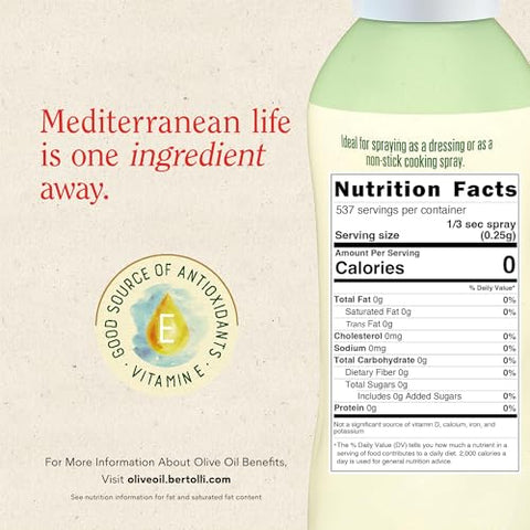 Bertolli Extra Virgin Olive Oil Spray, Rich Taste - 4.9 OZ, Pack of 6