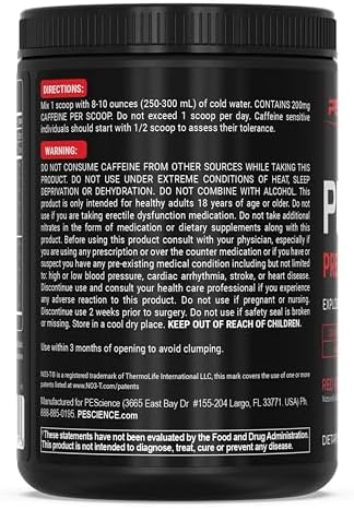 Pescience Prolific-1 Pre Workout Powder For Men & Women With L-Citrulline Nitric Oxide Booster Energy Powder & Nootropic For Focus â€“ Preworkout Without Beta Alanine â€“ 25 Scoops Red Razz Candy