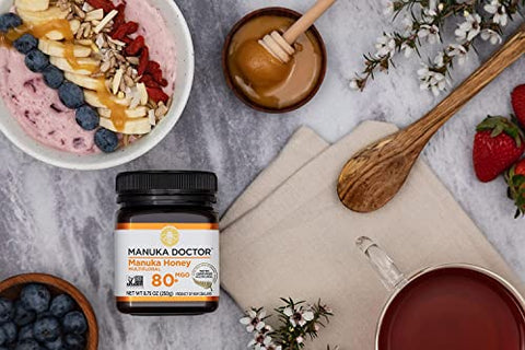 MANUKA DOCTOR - Manuka Honey MGO 80+ Multifloral & MGO 125+ Monofloral Value Bundle, 100% Pure New Zealand Honey. Certified. Guaranteed. RAW. Non-GMO, 2 x 8.75oz Pots