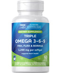 Rite Aid Triple Omega 3, 6, 9 Softgels - 60 Count Fish Oil To Support A Healthy Heart, Dha And Epa, Flaxseed And Borage Oil